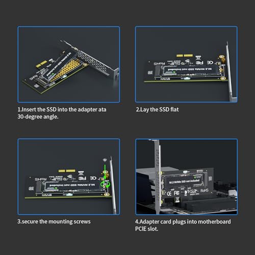Image of GLOTRENDS M.2 PCIe X1 Adapter With Screw for NVMe /AHCI Key M SSD, X1 /X4 /X8 /X16 Lane Installation, X1 Bandwidth (PA09-X1)