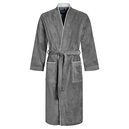 Morgenstern Peignoir de Bain Homme Éponge Coton Taille XL Gris 2 Poches et Ceinture Doux, Absorbant et Confort