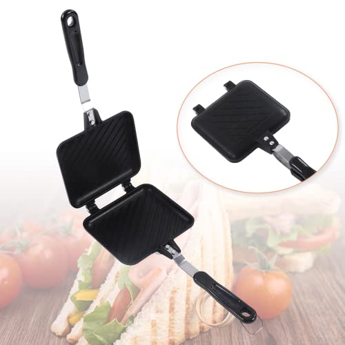 Sandwichera Caliente, Sandwichera Panini Maker con Revestimiento Antiadherente Y Mango Aislado, Rápida Conducción de Calor, Sandwichera Sartén para Cocina, Dormitorio, Etc Cover