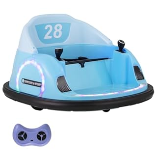 Maxmass Kids Ride on Bumper Car, 360° Rotation Spin Waltzer Car with Remote Control, Dual Joysticks, Music, Flashing Lights, USB/AUX Ports, Children Electric Ride on Car for 18+ Months Old (Blue)