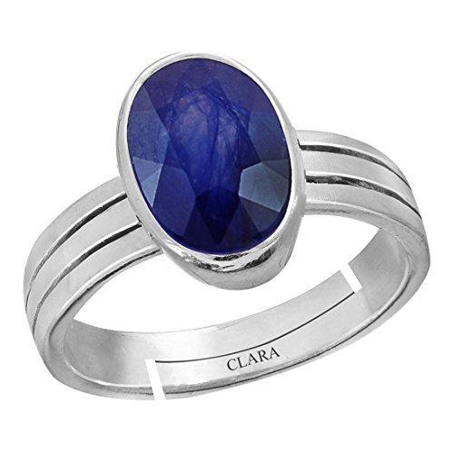 Clara Blue Sapphire Neelam 4.8cts or 5.25ratti Stone Silver Adjus...