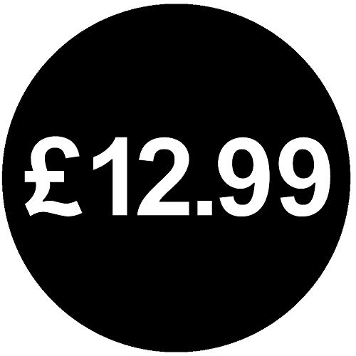 £ Black Price Stickers - 13mm, £12.99, 5000