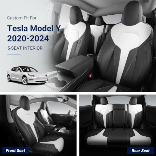 Image of Custom for Tesla Model Y Seat Covers 2020-2024 Black White