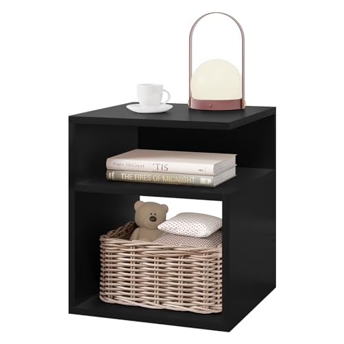 EUGAD Mesilla de Noche con Compartimentos Abiertos, Mesita de Noche de Dormitorio, 35x35x41,5 cm, Mesa Auxiliar de Salón,...