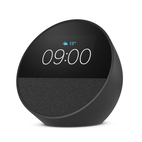 Amazon Echo Spot (modèle 2024) | Réveil connecté avec un son de qualité et Alexa | Noir