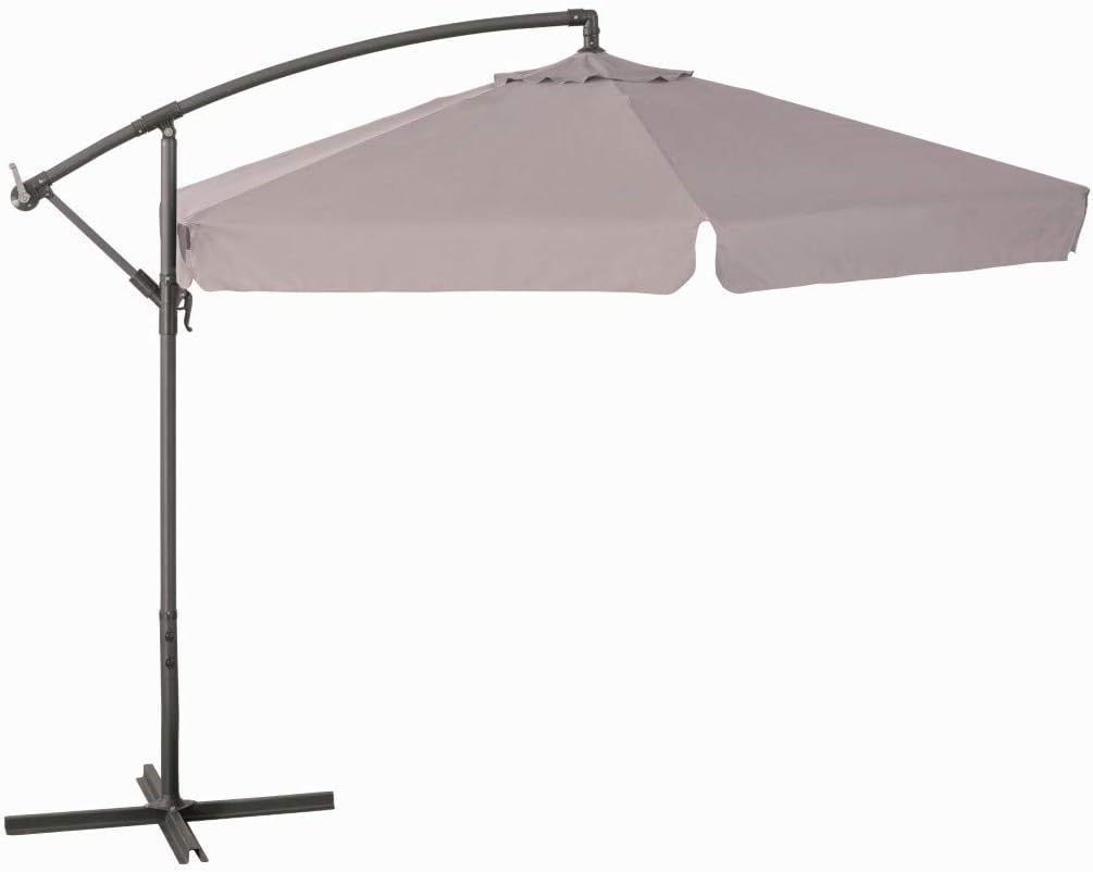 GARDENIA Spring 300, Ombrellone da Giardino Ø mt. 3X3 Decentrato in Acciaio da Esterno Arredo Piscina, Gazebo, Terrazze, Bar, Hotel, Balconi - Palo Antracite Telo Bianco Immagine del prodotto 3