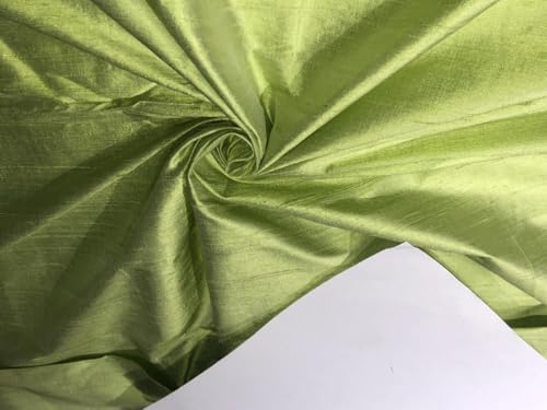 Tissu Dupioni 100 % pure soie vert citron pour haute couture exclusive