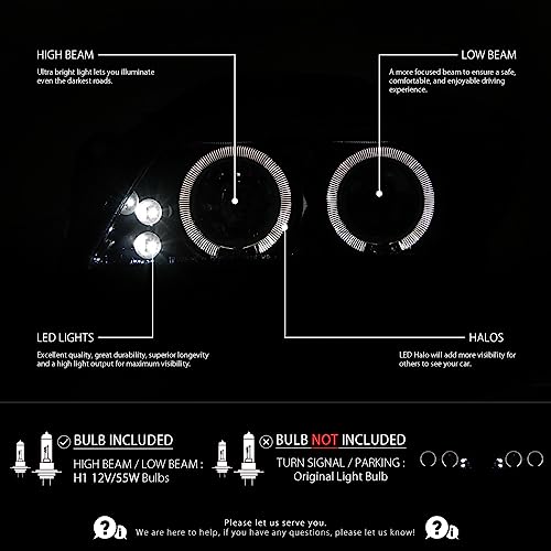 Autozensation Compatible With 2005-2010 Scion Tc Led Halo Chrome Housing Clear Lens Projector Headlights L + R Pair Headlamp #TOP1