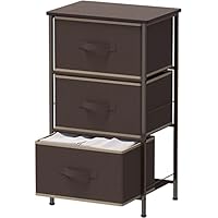 Simple Houseware 3 Drawer Nightstand Dresser with Wood Top, Brown