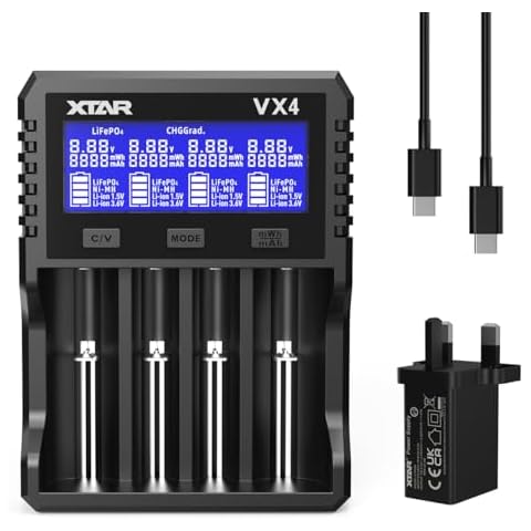 XTAR VX4 Battery Charger with Capacity Testing Cover