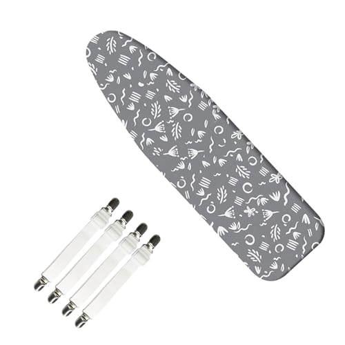Ironing Board Cover 110cm34cm with 5mm Thickened Foam 100% Cotton Material 4 Elastic Fasteners Scorch & Stain-Resistant iron table cover Heat-resistant non-slip foldable design