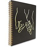 akeke Hand Minimalist Line Art Hardcover Spiral Notebook/Journal, Gold Foil Words, Gold Wire-o Spira