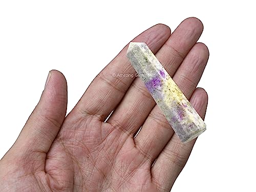 Image of Amazing Gemstone Hackmanite Fluorescent Sodalite Crystal Towers - Natural Healing Crystal Point Obelisk for Reiki Healing and Crystal Grid (2 inch to 3 inch INCH)