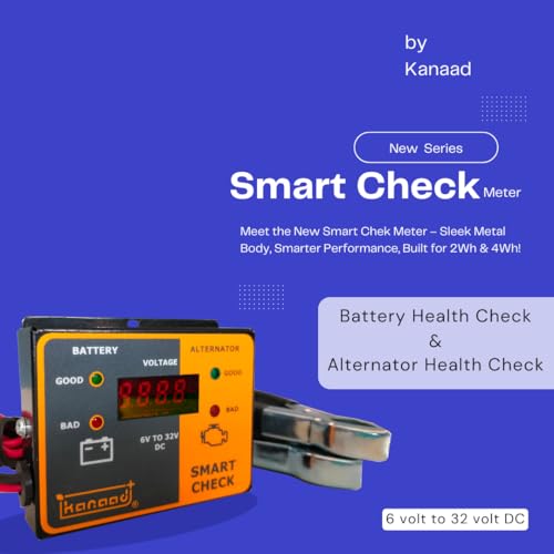 Image of 6 Volt To 32 Volt Dc Corded Electric Digital Voltmeter With Battery Health Indicator And Battery Charging Indicator, Blue
