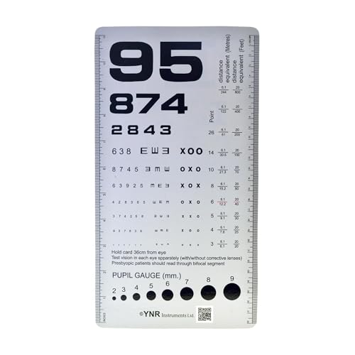 Image of Pocket Eye Chart, 2 in 1 Snellen Eye Chart, Rosenbaum Pocket Eye Chart, Handheld Double Sided Plastic Eye Chart for Eye Exams