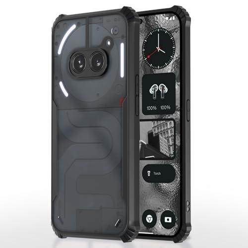 Image of Pikkme Back Cover for Nothing Phone 2A / Nothing Phone 2A Plus | Ultra Hybrid Shockproof Case | Full Camera Protection | Raised Edges | Clear Transparent Bumper Case (Black)