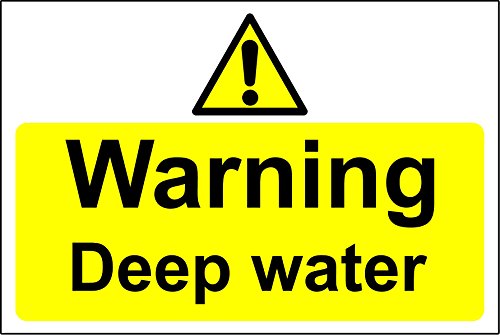 Warning deep water sign - 1.2mm rigid plastic 300mm x 200mm