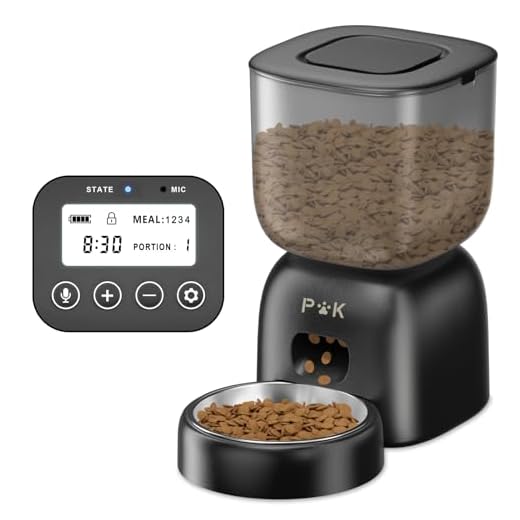 PUPPY KITTY Automatische kattenvoerdispenser, batterijduur tot 180 dagen, 3 l, gepersonaliseerd voedingsprogramma, 10 sec spraakopname, 1-4 maaltijden per dag (zwart)