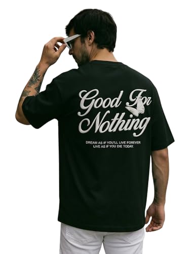 Image of TOXA Men's Pure Cotton Oversized Fit Tshirt | Oversized Baggy Fit Tee with Drop Shoulder | Cool and Stylish Graphic Printed Design Half Sleeve T-Shirt (Available Sizes: S to 2XL)