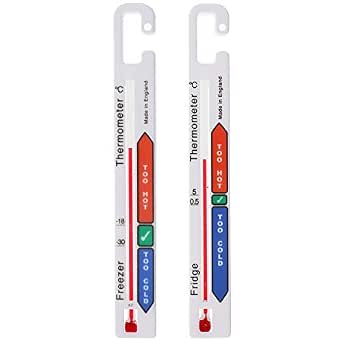 Lot de 2 thermomètres pour réfrigérateur/congélateur avec zones de sécurité