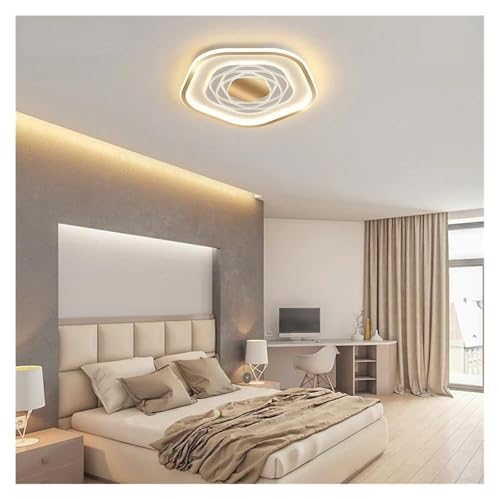 Plafonnier LED pentagonal or 40cm blanc chaud pour salon - 3