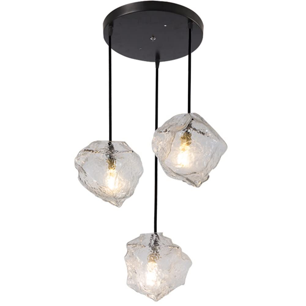 Suspension en verre à glaçons irréguliers avec lumière chaude