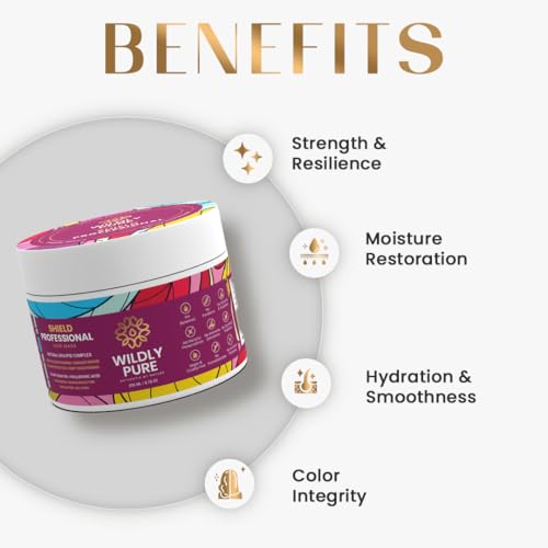 Image of Wildly Pure Professional Natural Keratin Hair Spa Mask | With Plant Keratin & Hyaluronic Acid |7 days of Deep Conditioning | 8 Weeks of Color Protection | 33% Reduction in hair Loss | 200mL x 2 (Shield)