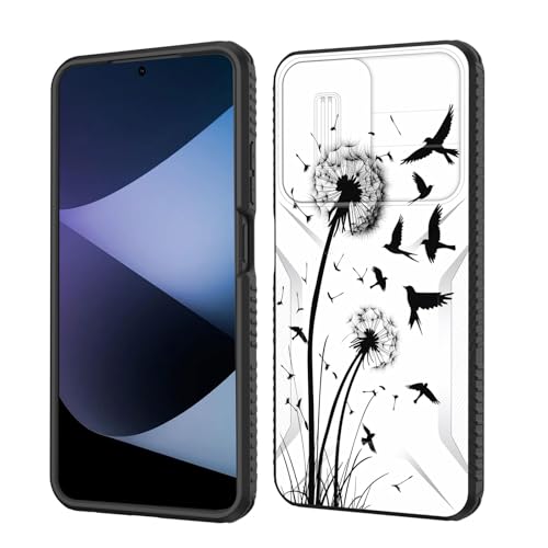 wiaekosef for Moto G Power 5G 2024 Case Built in Slide Camera Lens Cover,Heavy Duty Shockproof Protection Dual Layer Case for Motorola Moto G Power 5G 2024 6.7 inch,Dandelions and Birds