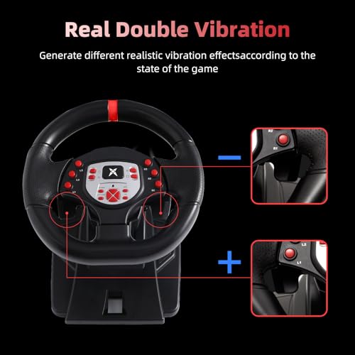 DOYO Racing Wheel - Gaming Steering Wheel for PC, 180 Degree Universal Usb Car Sim Race Steering Wheel with Pedals for PS4, PS3, Xbox Series X|S, Xbox One, Switch - Height & Tilt Adjustable - Thumbnail 6