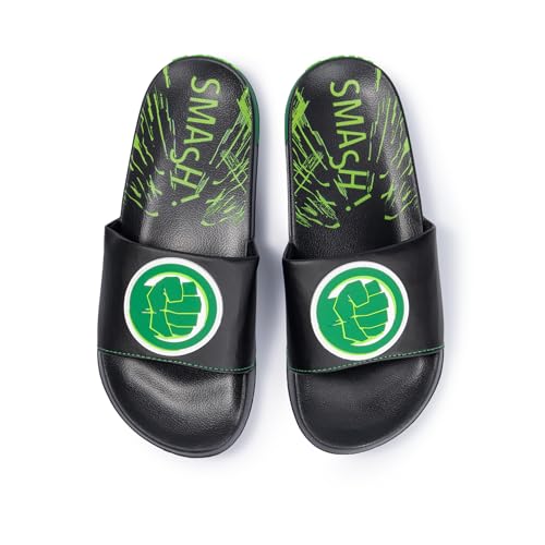 Image of Marvel Men's Slides - Official Spiderman, Deadpool, Wolverine & Hulk Lightweight Non-Slip Comfort Sandals, Sizes 6-13