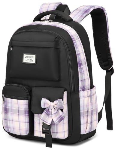 Image of Girls Backpack Teen Girls Bookbag, Big Student School Backpack for Middle High School College Women Cute Schoolbag for Kids Teenage Back Pack (Black Purple)