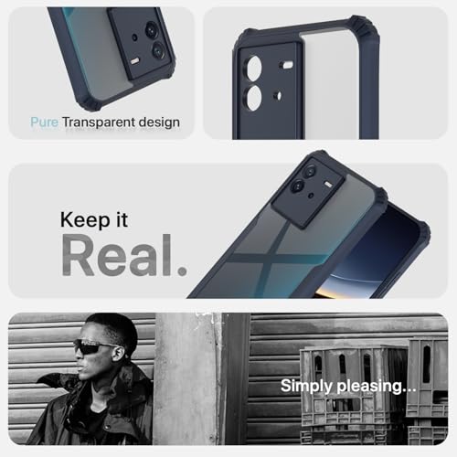 Image of Pikkme Back Cover for IQOO Neo 6 5G | Ultra Hyrbid | Full Camera Protection | Raised Edge | Crystal Clear Transparent Bumper Case (Blue)