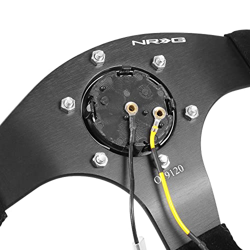 Nrg Innovations Rst-024Mb-S-Y 320Mm 3-Spoke Flat Bottom Suede Steering Wheel With Horn Button, 6X70Mm Bolt Pattern,Black Wheel/Yellow Stripe #TOP4