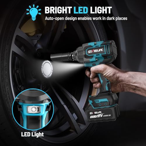 1200N.m (900Ft-lbs) Brushless Impact Wrench, 1/2" Cordless Impact Driver with 2x 4.0Ah Battery, Fast Charger & 5 Sockets, High Torque, Electric Impact Gun for Car/Truck/RV/Mower - Image 6