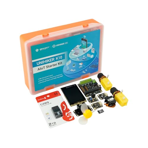 UNIHIKER K10 AIoT Starter Kit | 35+ STEM Projects for Edge AI, IoT and Cloud LLM | All-in-One Board with Screen, Camera, Speaker | Supports Block Coding and C/C++ Programming for Students and Makers