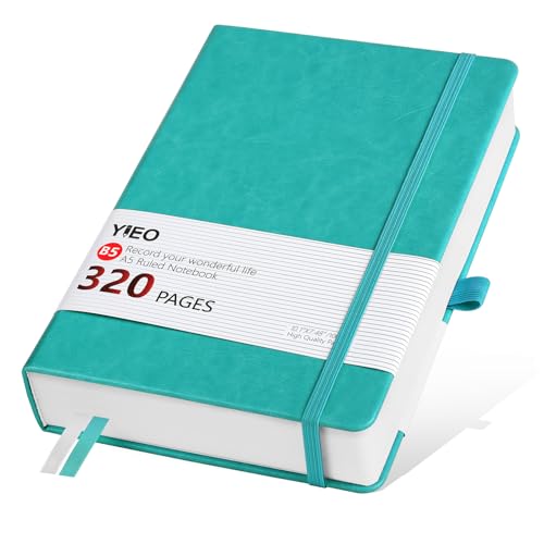 Grand bloc-notes B5 ligné en cuir cyan idéal pour vos notes de bureau