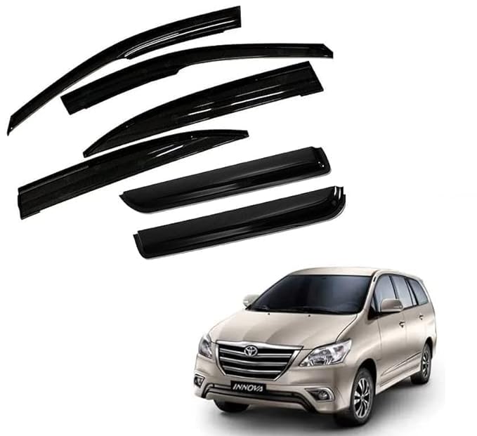 Car Side Window Door Visor Rain Guard ABS Flexible Plastic Non Breakable for Old Innova Set of 6pc-image-15
