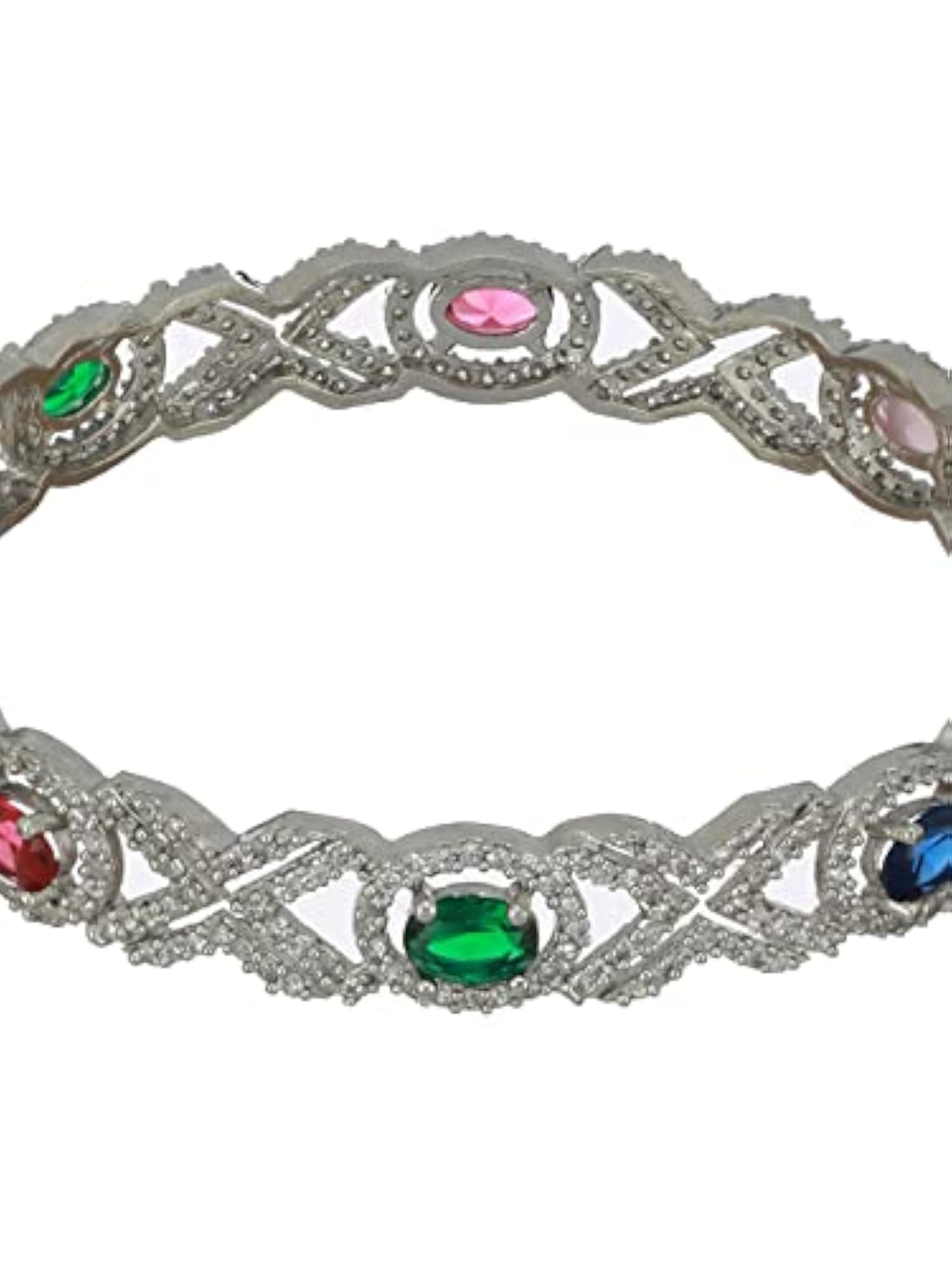 Green Stone Studded AD Plated Bangle Set of 2, Stylish Gift