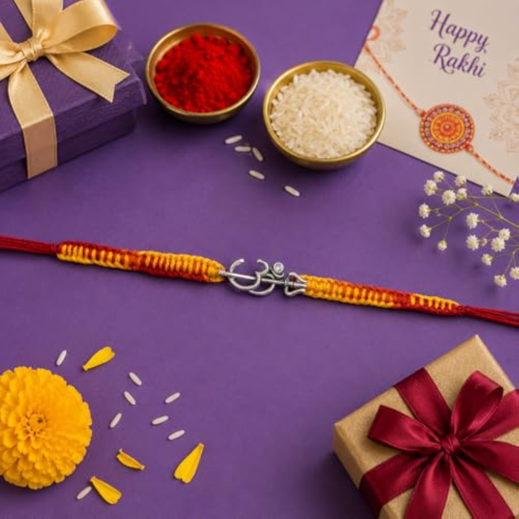 Om Trishul Rakhi Set for Brother and Bhabhi