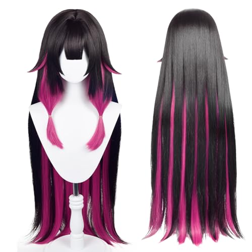 Anime Cosplay Perücke, Genshin Impact Perücke, mit zwei Perückenkappen, für Halloween, Party & etc. (Damselette Colombina Cosplay)