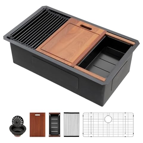 Sarlai 30 Inch Matte Black Sink Cover