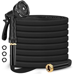 Garden Hose Non-Expanding 100ft, Flexible Garden Hose with 10 Function Hose Nozzle, Lightweight, Kink Free and Water Hose for Outdoor,Yard, Lawn, Car Wash, Marine,and Camper Use