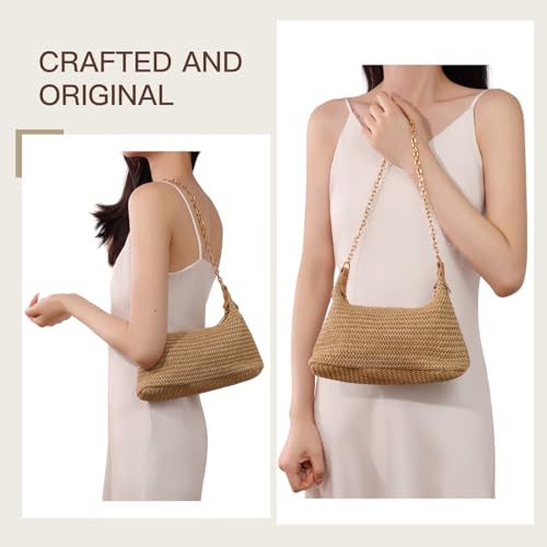 Handwoven Straw Beach Bag for Women - Lightweight Summer Tote Shoulder Purse for Vacation & Travel2