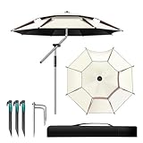HJNFL sonnenschirm 240cm， faltbarer Sonnenschirm, groß mit Schutzhülle für Balkon, Strand, 360° verstellbar, bietet wasserdichten und Sonnenschutz, weiß