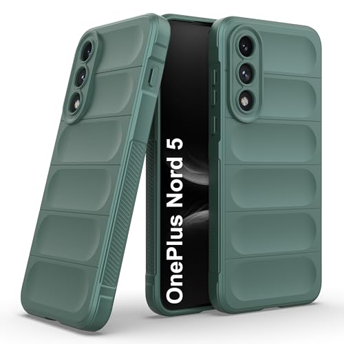 amazon basics Back Case Cover for OnePlus Nord 5 | Compatible for OnePlus Nord 5 Back Cover | Liquid Silicon Magic Case with Camera Protection | Dark Green