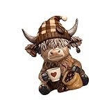 AOOOWER Highlands Kuh Figur Für Bücherregal Highlands Kuh Tierstatue Kalb...