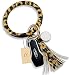 Key Ring Bracelet keychain for women Leather wristlet keychains Circle Keyring with tassel for girl (Sunflower)