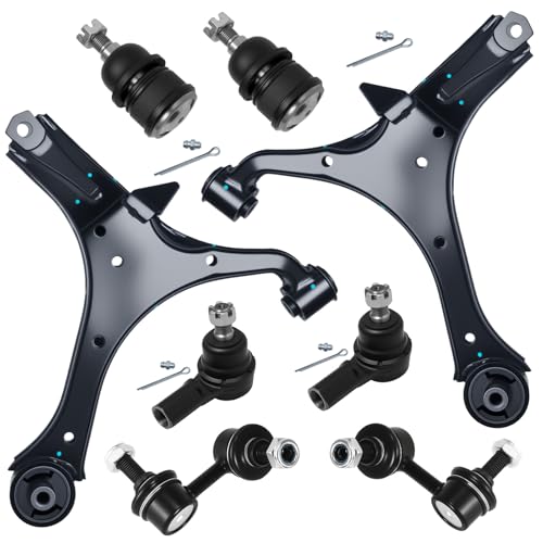 AUQDD 8Pcs Front End Suspension Kit Fit For 2003-2011 Ho-nda Element (EX and LX), 2 Lower Control Arm 2 Ball Joint 2 Sway Bar Link 2 Outer Tie Rod End (# K622173 K622174 K90454 K90455 ES80995 K500004)