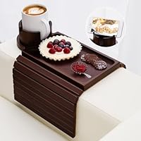 3-in-1 Holz Sofa Tablett Mit Getränkehalter - Drehbar & Clip-on Für Couch & Sofa