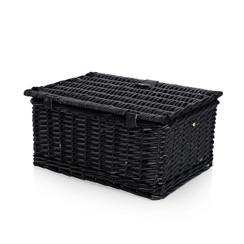 PICNIC TIME Classic Picnic Basket for 2, Romantic English-Style Wooden Wicker Basket with Deluxe Service for 2, Fully-lined Interior, Leatherette Lid-locking Buckle, and Carry Handle, (Black Willow) by PICNIC TIME - Used condition - Image 7
